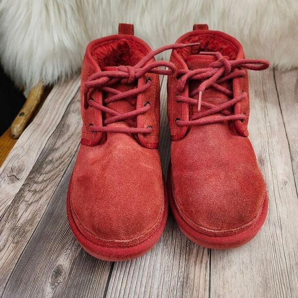UGG Neumel Chukka Lace-up Red‎ Suede Sherpa-lined Boots #3236 SZ 7 - Picture 2 of 12